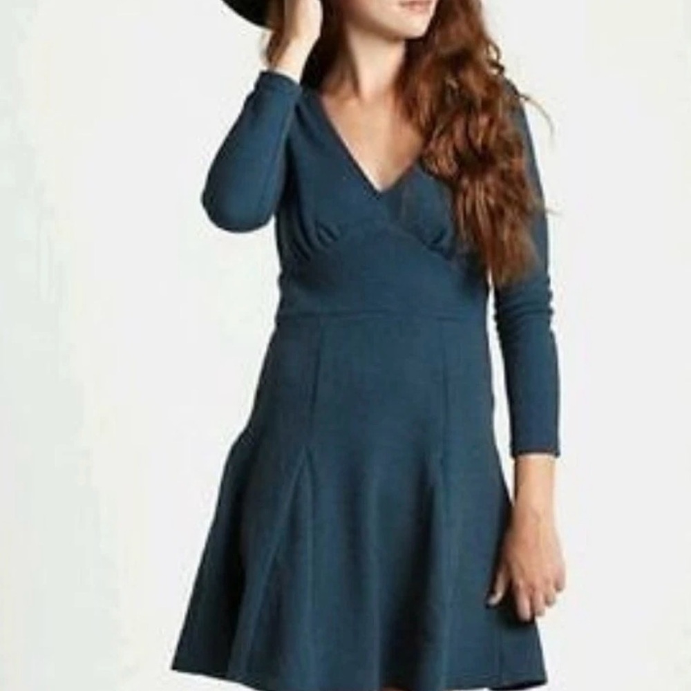 Free People Heartstopper Fit & Flare Mini Dress Teal Keyhole M